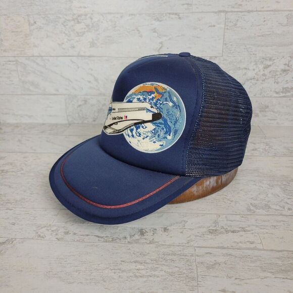 Vintage NASA Kennedy Space Center Hat Blue Foam Snapback Trucker Cap Taiwan 80s - Picture 2 of 10